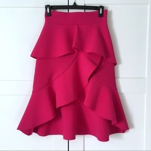 Rare ZARA Pink Ruffle Skirt Blogger Favorite Fuchsia